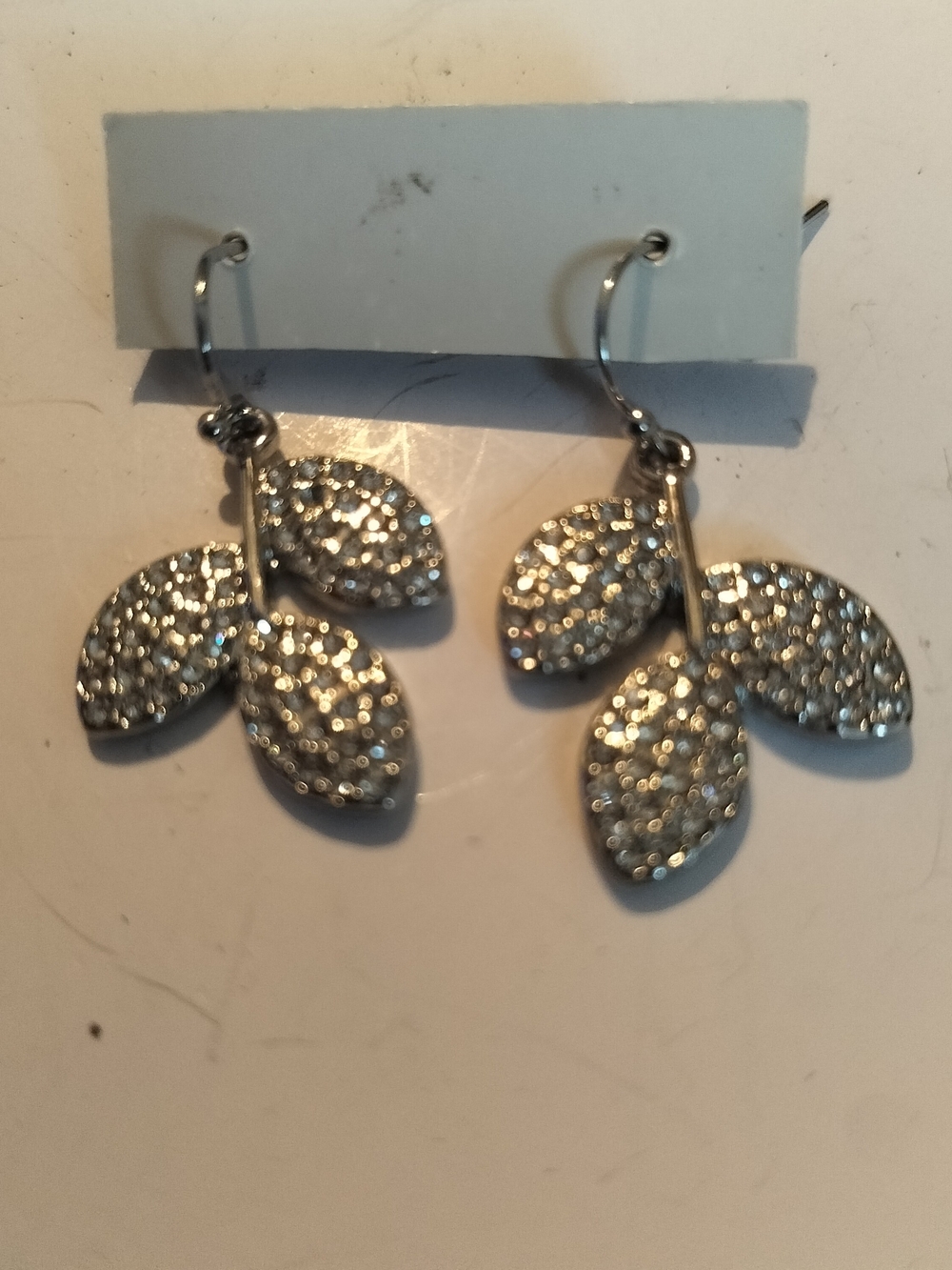 & Other Stories Silver Leaf Cluster Crystal Drop Earrings